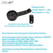 NIUJU BMC SLR01 / TMR01 Computer Mount — Garmin Wahoo GoPro Replacement Mount — Extended Version
