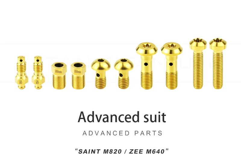 S-PARTS Titanium Brake Bolt Sets — Shimano SAINT M820 / ZEE M640 — Advanced set (SAINT ZEE universal) 10 PCS