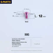 S-PARTS A3 M6 Umbrella Head Step Bolts — Purple — 36 Specifications — L12 D16 step screws D8 H3