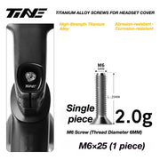 TiNE M6 Titanium Headset Top Cap Screws — 25 / 30 / 35 / 45mm — M6×25 Silver Shine