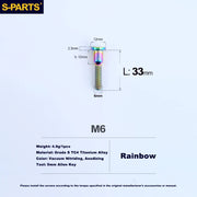 S-PARTS M6 Titanium Seatpost Clamp Bolt — Trek — L33 D12 / L35 D10 — M6 L33 D12 / Rainbow
