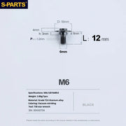 S-PARTS A3 M6 Umbrella Head Step Bolts — Black — 36 Specifications — L12 D16 step screws D8 H3