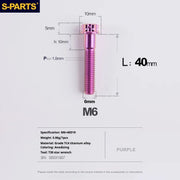 S-PARTS A3 M6 Titanium Bolts — 8–120mm — Purple — L40mm