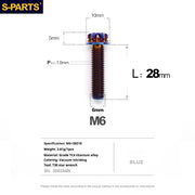 S-PARTS A3 M6 Titanium Bolts — 8–120mm — Blue — L28mm