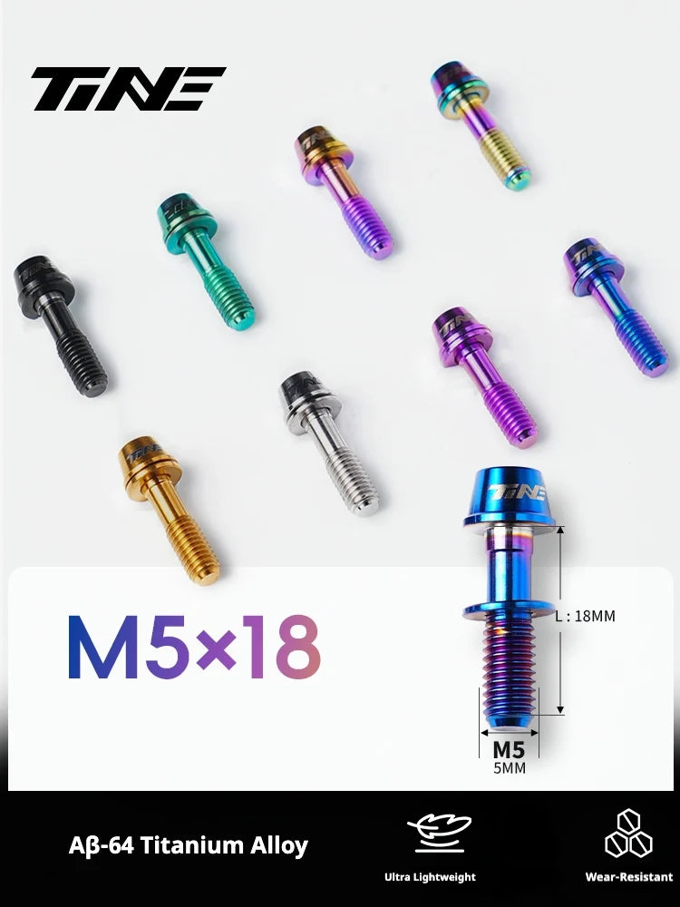 TiNE Titanium Stem Bolts M5×18 (Pair of 2) — CNC Bolts for Stems & Integrated Handlebars