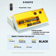 S-PARTS Titanium Thru Axle Kit for Merida Road Bikes — TC4 Lightweight CNC Wheel — Merida Titanium Thru Axle Kit / Black