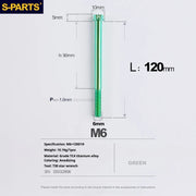 S-PARTS A3 M6 Titanium Bolts — 8–120mm — Green — L120mm