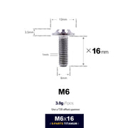 S-PARTS A3 D13 M6 Umbrella Head Titanium Bolts — 8–45mm — D13 M6×16mm