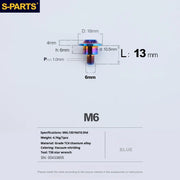 S-PARTS A3 M6 Umbrella Head Step Bolts — Blue — 36 Specifications — L13 D16 step screws D10.5 H6