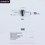 S-PARTS A3 M6 Umbrella Head Step Bolts — Black — 36 Specifications — L13 D16 step screws D10.5 H6
