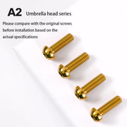 S-PARTS A2 M6 Umbrella Head Titanium Bolts — 8–35mm — Headset & Clamp