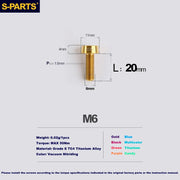S-PARTS M6 Titanium Anti-Theft Upper Pump Bolts — Brembo — 20–35mm — Anti-Theft Screw M6 L20/2PCS