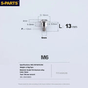 S-PARTS A3 M6 Umbrella Head Step Bolts — Titanium — 36 Specifications — L13 D16 step screws D10.5 H6