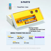 S-PARTS Titanium Thru Axle Kit for Merida Road Bikes — TC4 Lightweight CNC Wheel — Merida Titanium Thru Axle Kit / Rainbow