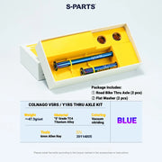 S-PARTS Titanium Thru Axle Kit for Colnago Road Bikes — TC4 Lightweight CNC Wheel — Colnago V5RS / Y1RS Thru Axle Kit / Blue
