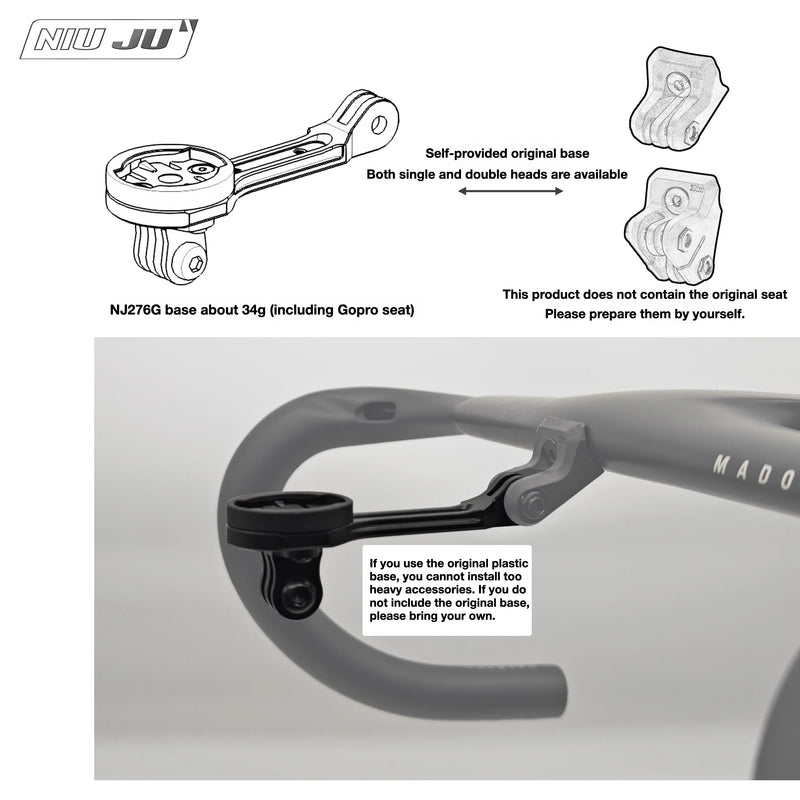 TREK Émonda / Madone Gen 6 Aeolus RSL Integrated Computer — NJ276G Single Extension Mount with Lower GoPro Interface (Default