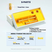 S-PARTS Titanium Thru Axle Kit for Merida Road Bikes — TC4 Lightweight CNC Wheel Axle — Merida Titanium Thru Axle Kit / Gold