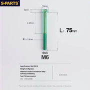 S-PARTS A3 M6 Titanium Bolts — 8–120mm — Green — L75mm