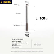 S-PARTS A3 M6 Titanium Bolts — 8–120mm — Titanium Finish — L100mm