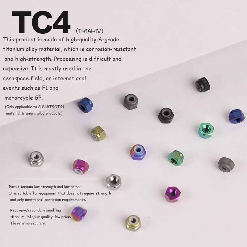 S-PARTS Titanium Self-Locking Flange Nuts — M4 / M5 / M6 / M8 / M10 / M12
