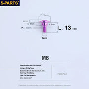 S-PARTS A3 M6 Umbrella Head Step Bolts — Purple — 36 Specifications — L13 D15 step screws D9 H4