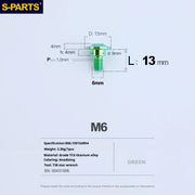 S-PARTS A3 M6 Umbrella Head Step Bolts — Green — 36 Specifications — L13 D15 step screws D9 H4