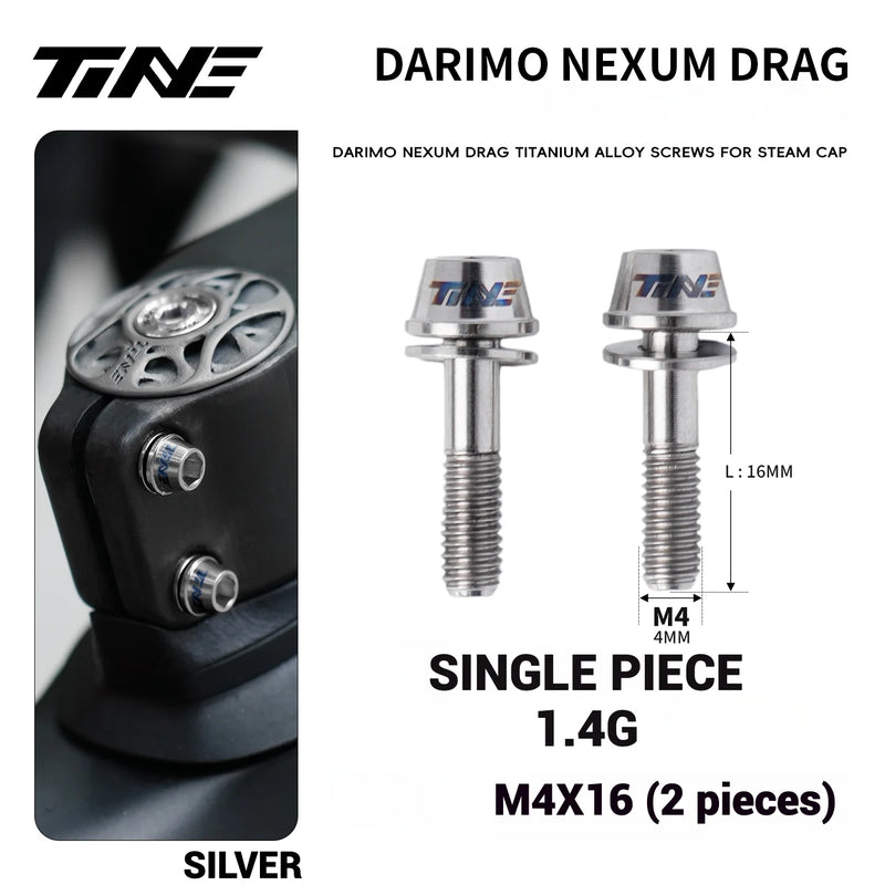TiNE Titanium Alloy Screws for DARIMO Nexum Drag Integrated Handlebar – M4×16 Stem Bolts (8 Colors)