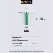 S-PARTS M6 Titanium Seatpost Wedge Bolt — Specialized SL6 / SL7 / SL8 / SL9 / Venge — Green / M6X30