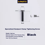 S-PARTS TC4 Titanium Seatpost Clamp Bolt — Specialized SL6 / SL7 / SL8 / SL9 / Venge — Seat Clamp Locking Screws / Black
