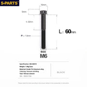 S-PARTS A3 M6 Titanium Bolts — 8–120mm — Black — L60mm