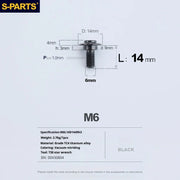 S-PARTS A3 M6 Umbrella Head Step Bolts — Black — 36 Specifications — L14 D14 step screws D9 H3