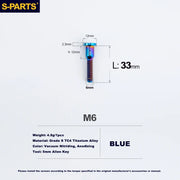 S-PARTS M6 Titanium Seatpost Clamp Bolt — Trek — L33 D12 / L35 D10 — M6 L33 D12 / Blue