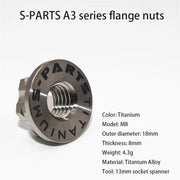 S-PARTS A3 Titanium Flange Nuts — M5 / M6 / M8 / M10 / M12