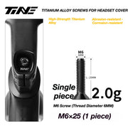 TiNE M6 Titanium Headset Top Cap Screws — 25 / 30 / 35 / 45mm — M6×25 Matte Black