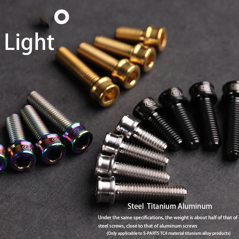 S-PARTS M6 Cylindrical Head Titanium Bolts — 10–25mm