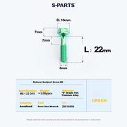 S-PARTS M6 Titanium Seatpost Step-Down Bolt & Nut Kit — 22 / 30 / 35 / 40mm — Green / 22mm
