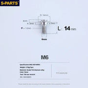 S-PARTS A3 M6 Umbrella Head Step Bolts — Titanium — 36 Specifications — L14 D14 step screws D9 H3