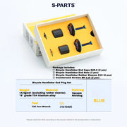 S-PARTS Titanium Expanding Bar End Plug Set — Titanium Bar End Plug Set – Blue