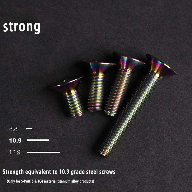 S-PARTS M6 Countersunk Titanium Bolts — 12–70mm — Road Bike