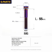 S-PARTS A3 M6 Titanium Bolts — 8–120mm — Blue — L55mm