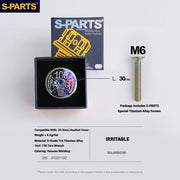 S-PARTS Titanium OD2 34.9 mm Laser Headset Cap — CNC Machined — Multiple Designs Available — Irritable (Set) Rainbow