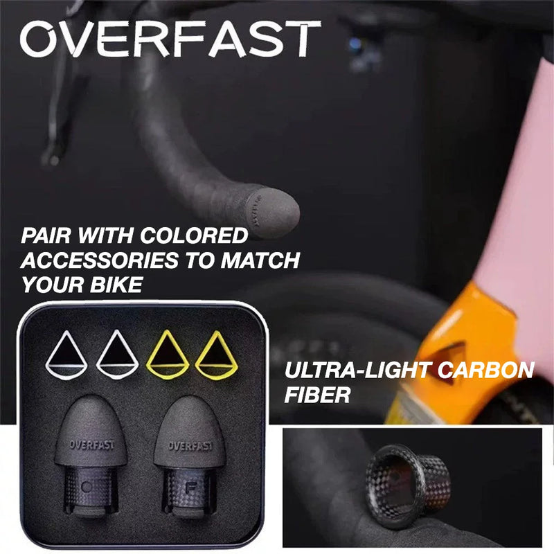 OVERFAST 1.77g Carbon Fiber Bar End Plugs — Aero Road Bike Handlebar Caps