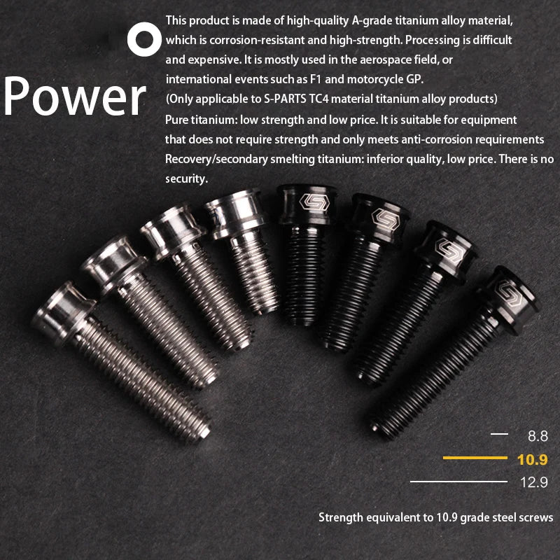 S-PARTS M6 Cylindrical Head Titanium Bolts — 10–25mm