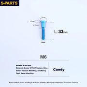 S-PARTS M6 Titanium Seatpost Clamp Bolt — Trek — L33 D12 / L35 D10 — M6 L33 D12 / Candy