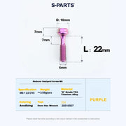 S-PARTS M6 Titanium Seatpost Step-Down Bolt & Nut Kit — 22 / 30 / 35 / 40mm — Purple / 22mm