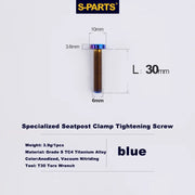 S-PARTS TC4 Titanium Seatpost Clamp Bolt — Specialized SL6 / SL7 / SL8 / SL9 / Venge — Seat Clamp Locking Screws / Blue