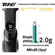 TiNE M6 Titanium Headset Top Cap Screws — 25 / 30 / 35 / 45mm — M6×25 Forest Green
