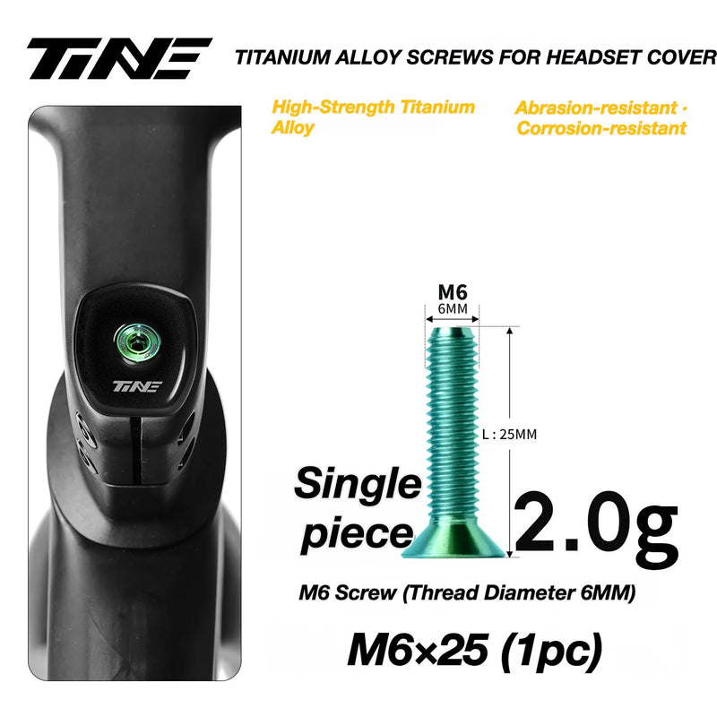 TiNE M6 Titanium Headset Top Cap Screws — 25 / 30 / 35 / 45mm — M6×25 Forest Green