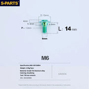 S-PARTS A3 M6 Umbrella Head Step Bolts — Green — 36 Specifications — L14 D15 step screws D8 H4