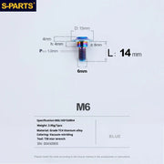 S-PARTS A3 M6 Umbrella Head Step Bolts — Blue — 36 Specifications — L14 D15 step screws D8 H4